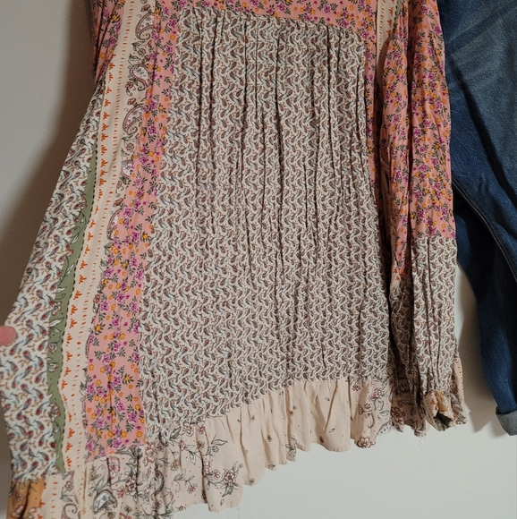 Mixed Print Boho Peplum Hem Blouse - Picture 7 of 7